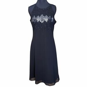 Vintage Y2K Cachet little black dress cocktail semi formal slip sequin detail 10